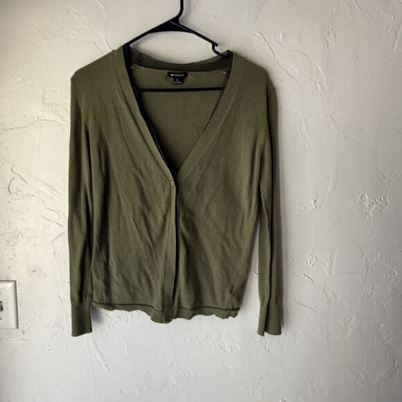 I Heart Ronson Y2k Fairy Cardigan Sweater Small Button Front Olive Green Knit - Picture 2 of 9